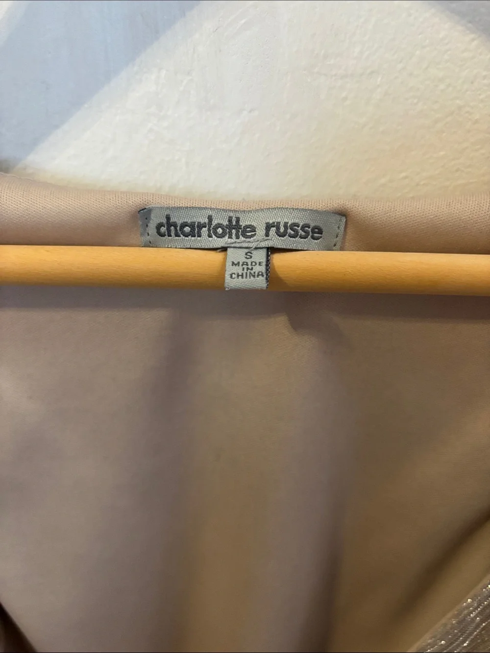 Charlotte Russe Taupe Shimmer Wrap Off-the-Shoulder Sweater Bodysuit